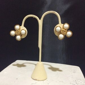 Vintage Signed Four Leaf Cover Monet Earrings